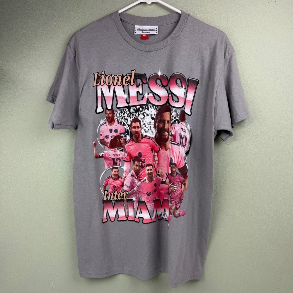 Headgear Classics Lionel Messi Inter Miami Graphic T-Shirt Grey Mens M Soccer